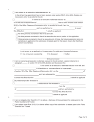 Form P3 Affidavit of Applicant for Grant of Probate or Grant of Administration With Will Annexed (Short Form) - British Columbia, Canada, Page 2