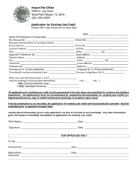 Document preview: Application for Existing Use Credit - Palm Beach County, Florida
