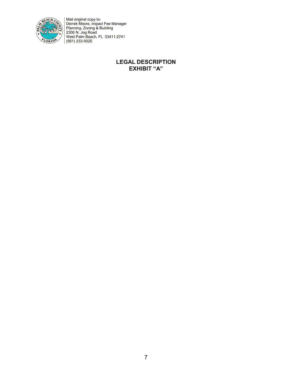 Declaration of Restrictive Covenant Regarding Reduced Road Impact Fee for Age Restricted Communities - Palm Beach County, Florida, Page 7