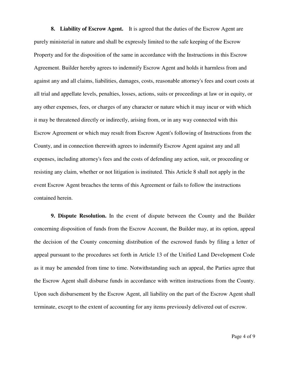 Impact Fee Escrow Agreement - Palm Beach County, Florida, Page 4