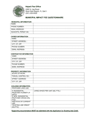 Document preview: Municipal Impact Fee Questionnaire - Palm Beach County, Florida