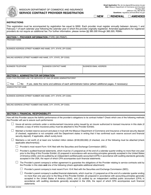 Form MO375-0586  Printable Pdf