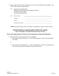 Form DPS-006 Identification File Request for State of Nevada Records of Criminal History Form - Nevada, Page 2