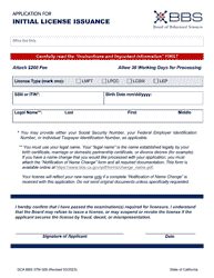 Form DCA BBS37M-308 Application for Initial License Issuance - California, Page 3
