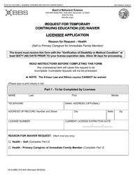 Form DCA BBS37A-635 Request for Temporary Continuing Education (Ce) Waiver Licensee Application - California, Page 5