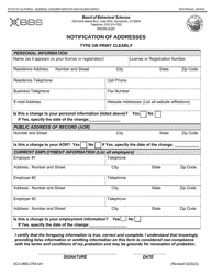 Form DCA BBS37M-441 Notification of Addresses - California, Page 3