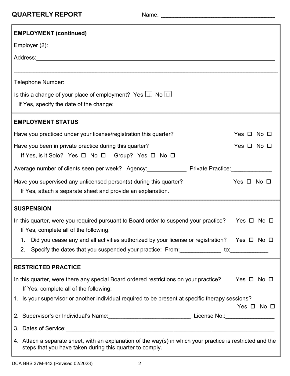 Form DCA BBS37M-443 - Fill Out, Sign Online and Download Fillable PDF ...