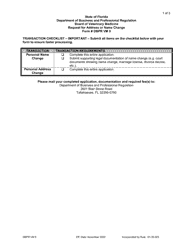 Document preview: Form DBPR VM9 Request for Address or Name Change - Florida