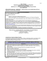 Form DBPR VM3 Application for a Limited-Service Veterinary Medical Practice Permit - Florida