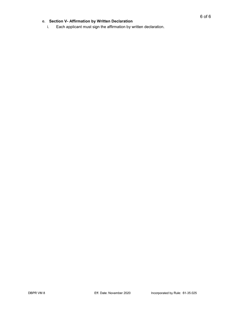 Form DBPR VM8 Continuing Education Course Approval Application - Florida, Page 6