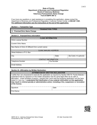 Form DBPR VM12 Veterinary Premise/Clinic Name Change - Florida, Page 2