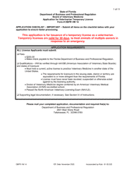 Document preview: Form DBPR VM14 Application for Veterinarian Temporary License - Florida