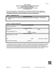 Form DBPR VM14 Application for Veterinarian Temporary License - Florida, Page 2