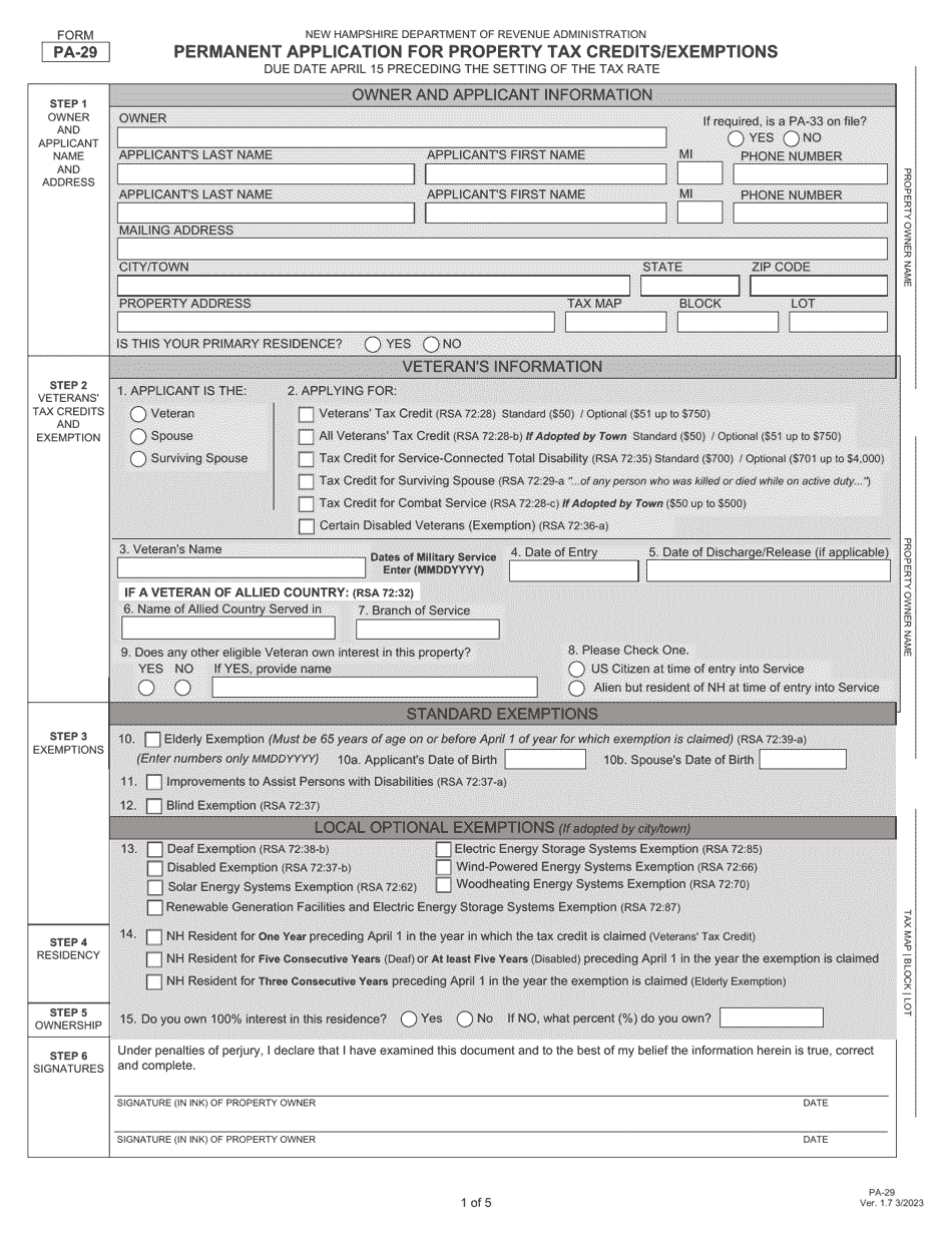 Form PA29 Download Fillable PDF or Fill Online Permanent Application