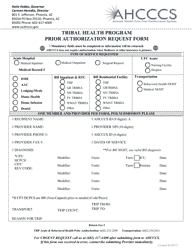 Document preview: Prior Authorization Request Form - Tribal Health Program - Arizona