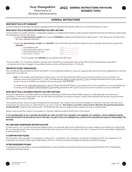 Document preview: Instructions for Form BT-SUMMARY Business Tax Return Summary - New Hampshire