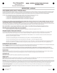 Instructions for Form BT-SUMMARY Business Tax Return Summary - New Hampshire, Page 2