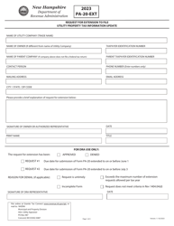 Form PA-20-EXT Request for Extension to File Utility Property Tax Information Update - New Hampshire