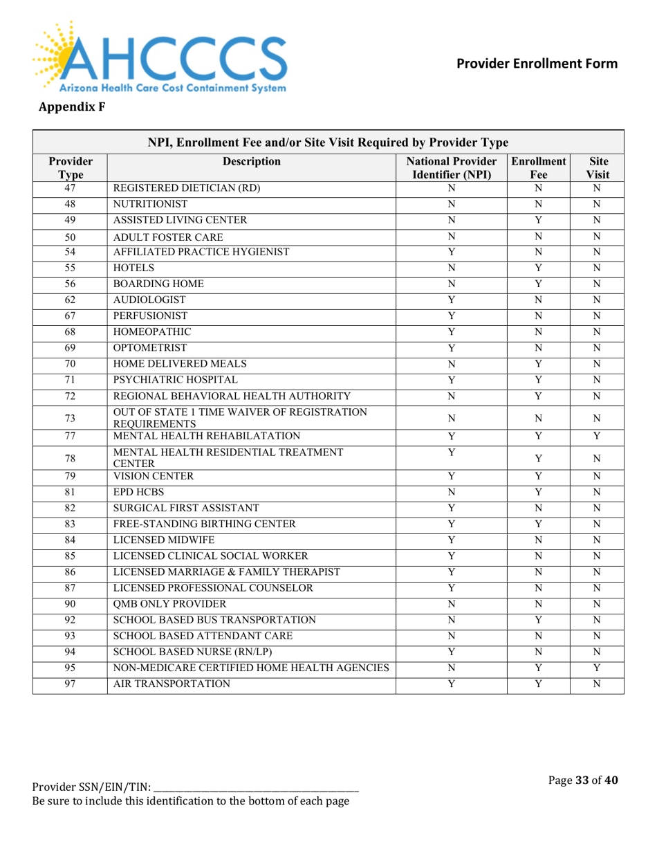 Provider Enrollment Form - Arizona, Page 33