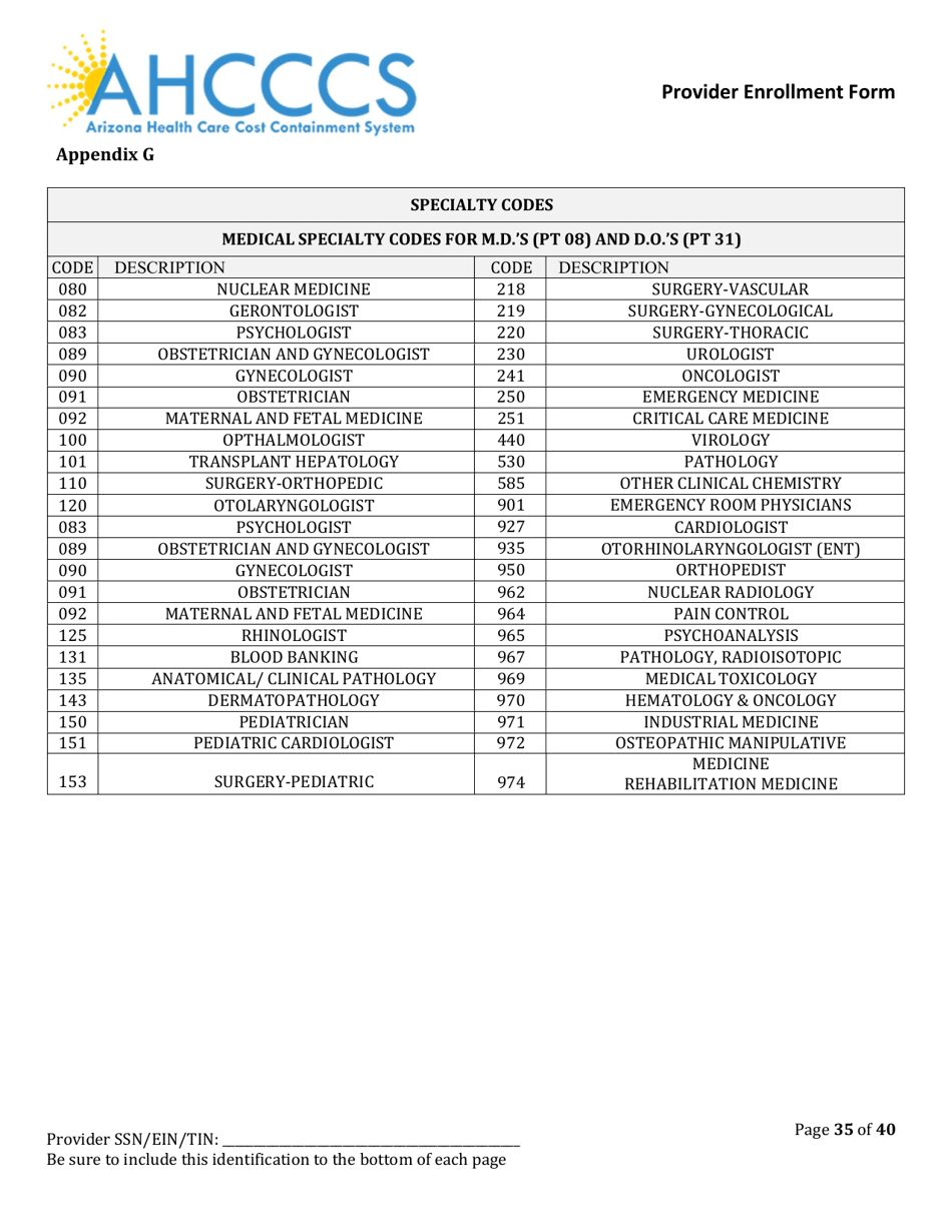 Provider Enrollment Form - Arizona, Page 35