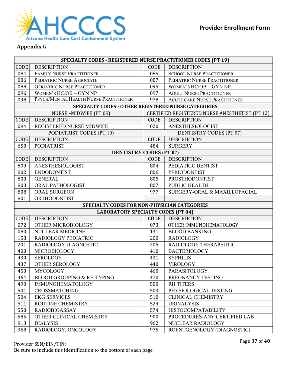 Provider Enrollment Form - Arizona, Page 37