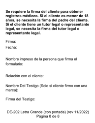 Formulario DE-202 Autorizacion Para Revelar a Ahcccs Informacion Protegida Acera De Su Salad - Letra Grande - Arizona (Spanish), Page 8