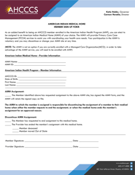Document preview: American Indian Medical Home Member Sign up Form - Arizona