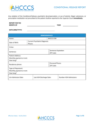 Conditional Release Report - Arizona