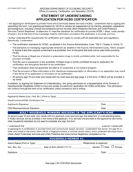 Form LCR-1064A Statement of Understanding - Application for Hcbs Certification - Arizona