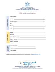 Document preview: Copier Delivery Acknowledgement Form - Delaware