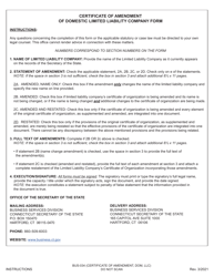 Form BUS-034 Certificate of Amendment - Limited Liability Company: Domestic - Connecticut, Page 2