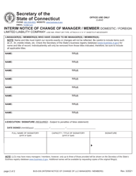 Form BUS-039 Interim Notice of Change of Manager/Member - Domestic/Foreign Limited Liability Company - Connecticut, Page 2