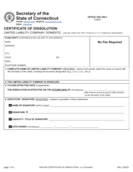 Form BUS-035 Certificate of Dissolution - Limited Liability Company: Domestic - Connecticut