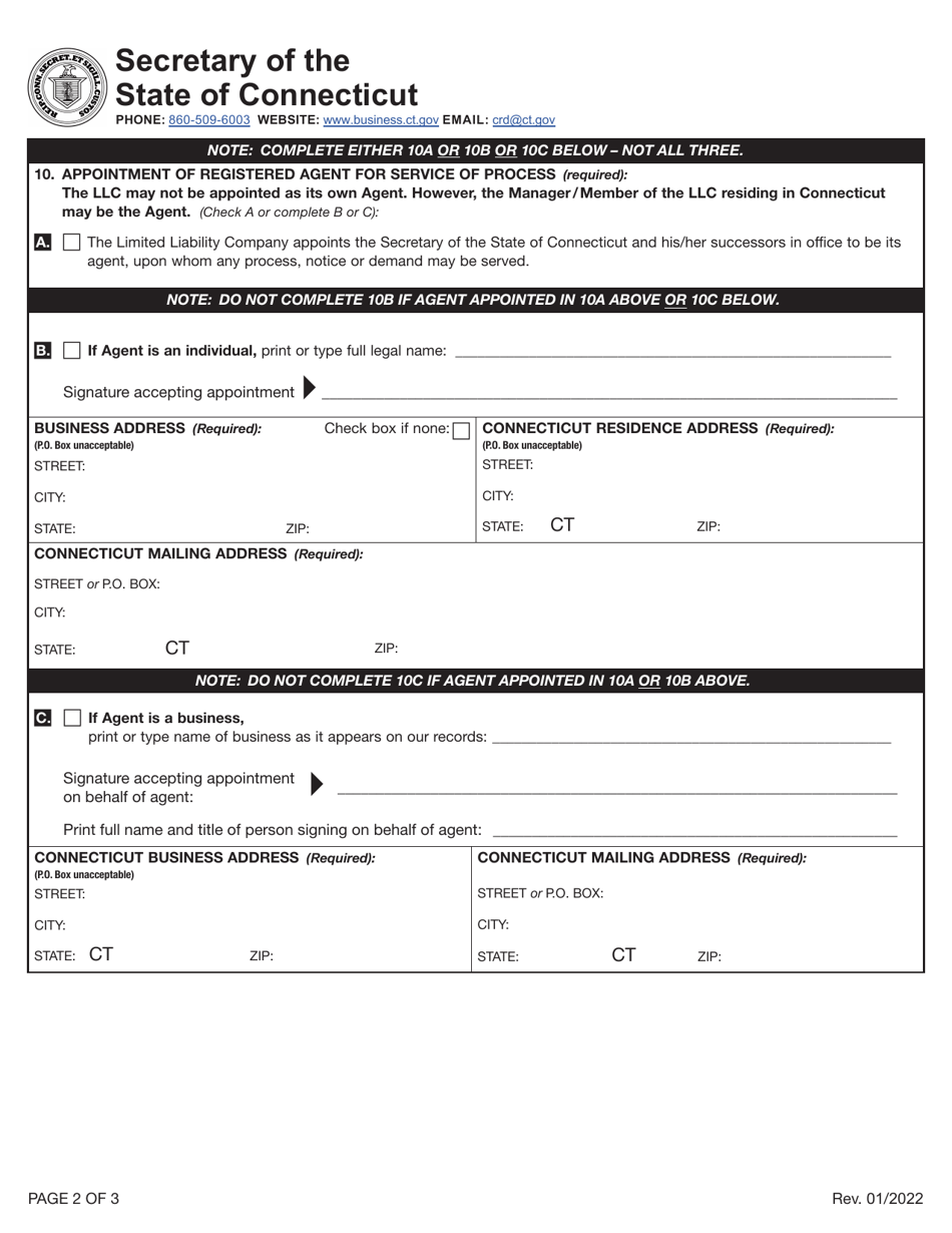 Foreign Registration Statement - Limited Liability Company - Connecticut, Page 2