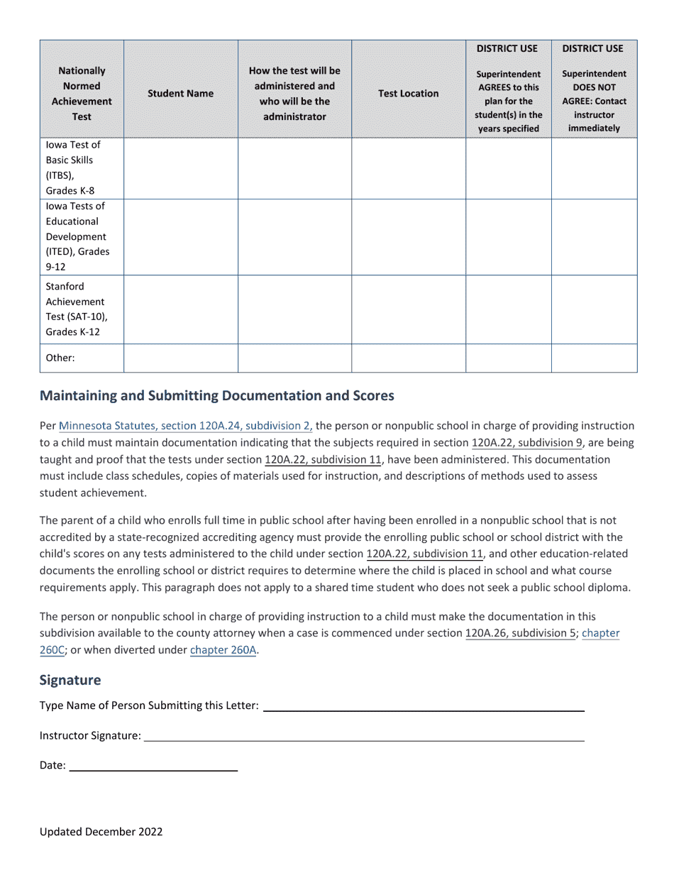 Initial Registration Form for Unaccredited Nonpublic Schools (Including Homeschools) - Minnesota, Page 3