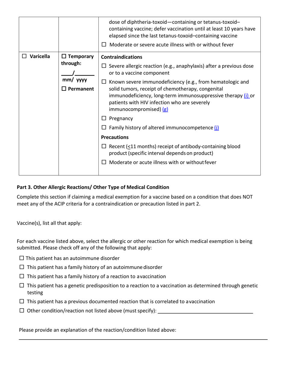 Student Medical Exemption Certificate for Required Immunizations - Connecticut, Page 6