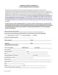 Document preview: Healthcare Provider's Certification of in Process Required School Immunizations - Connecticut