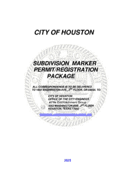 Document preview: Subdivision Marker Application Form - City of Houston, Texas
