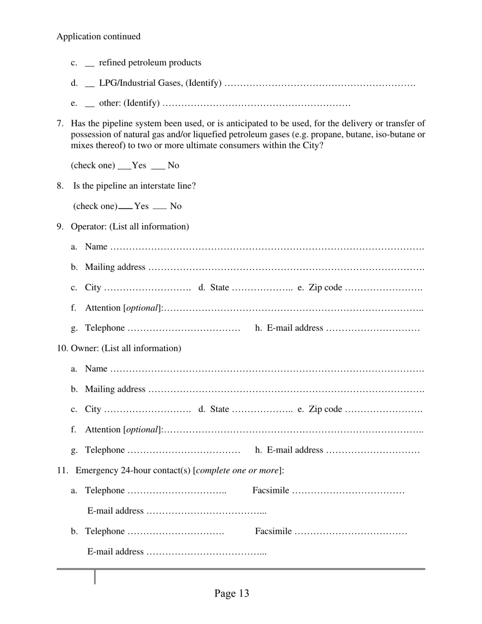 Pipeline Street Crossing Permit Application Package - City of Houston, Texas, Page 13