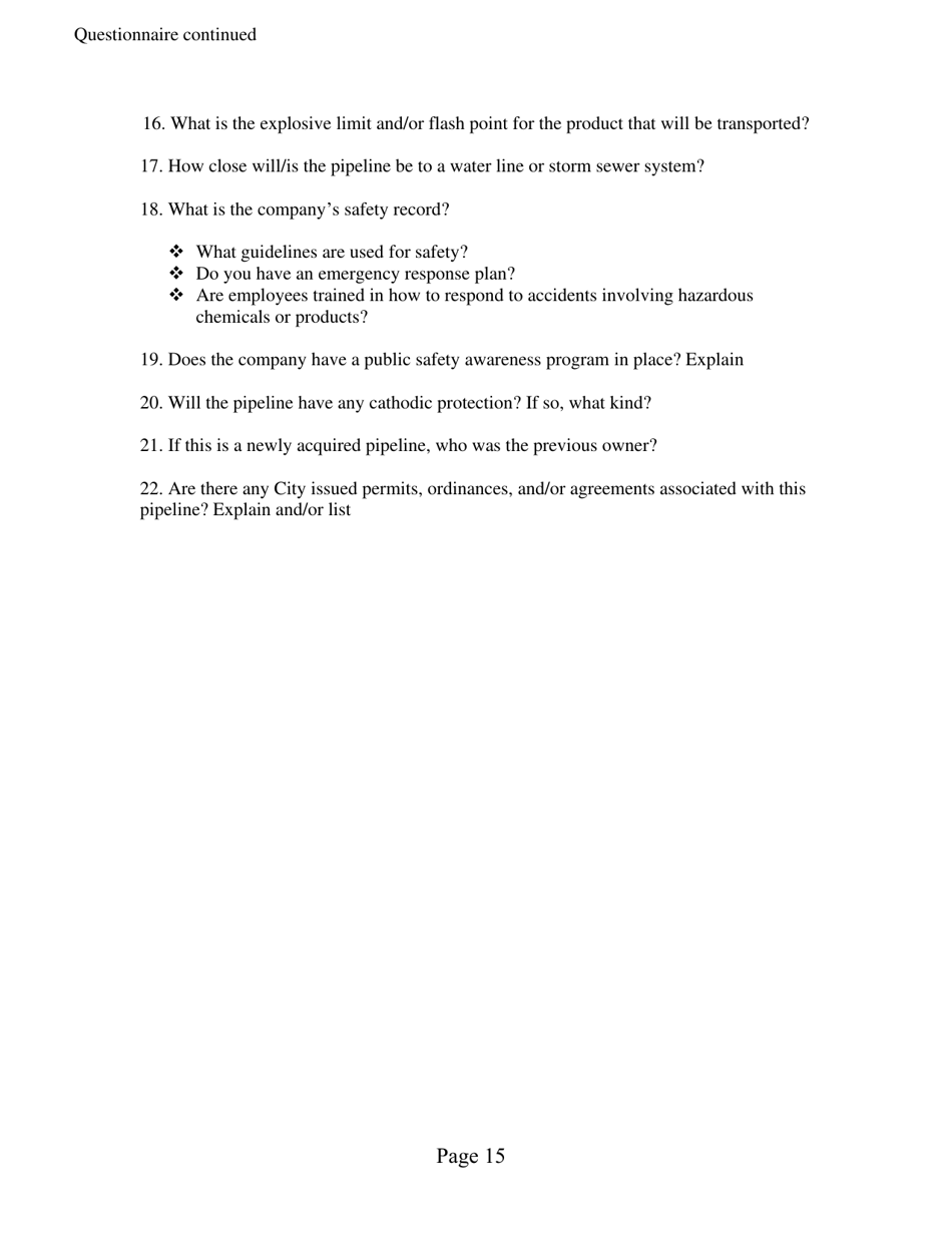 Pipeline Street Crossing Permit Application Package - City of Houston, Texas, Page 15