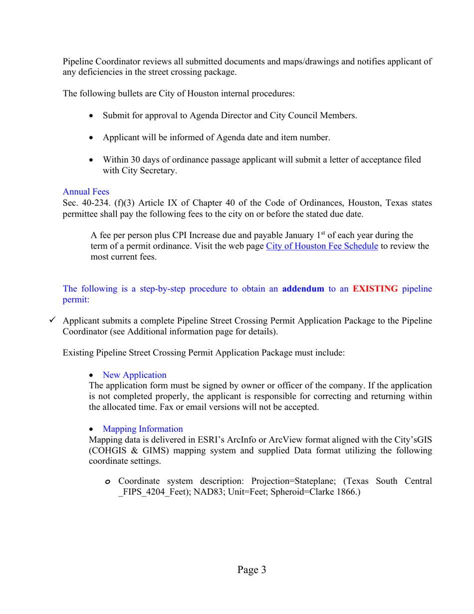 Pipeline Street Crossing Permit Application Package - City of Houston, Texas, Page 3