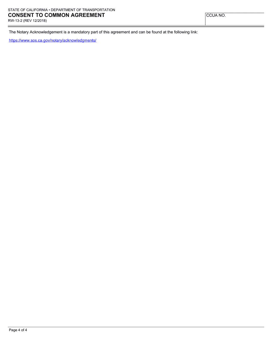 Form RW-1302 Consent to Common Use Agreement - California, Page 4
