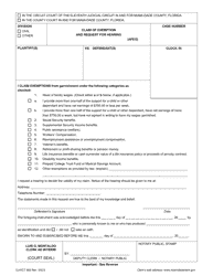 Form CLK/CT862 Claim of Exemption and Request for Hearing - Miami-Dade County, Florida
