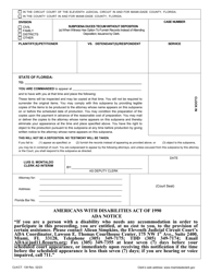 Document preview: Form CLK/CT.139 Subpoena Duces Tecum Without Deposition - (A) When Witness Has Option to Furnish Records Instead of Attending Deposition; Issuance by Clerk - Miami-Dade County, Florida