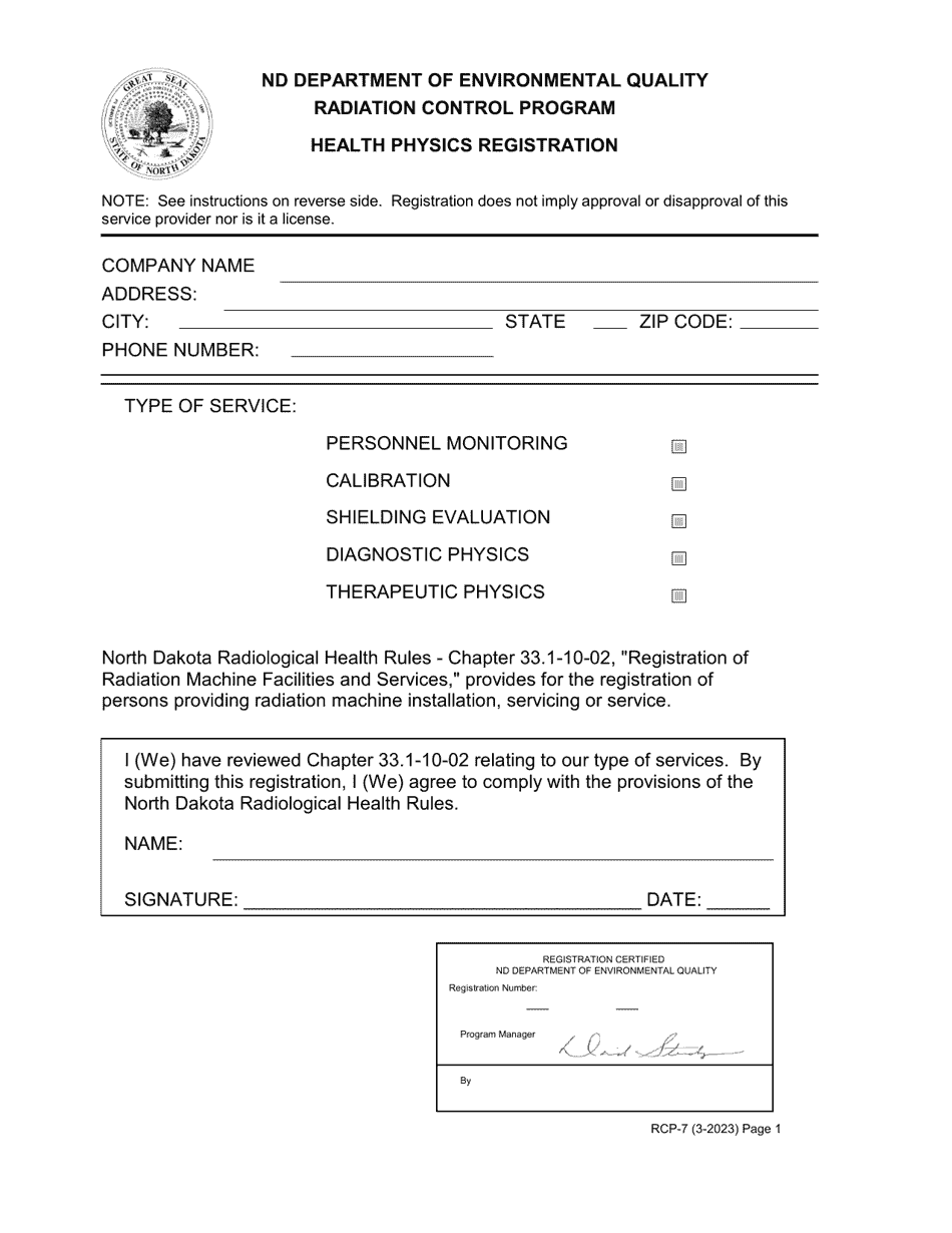 Form RCP7 Fill Out, Sign Online and Download Fillable PDF, North