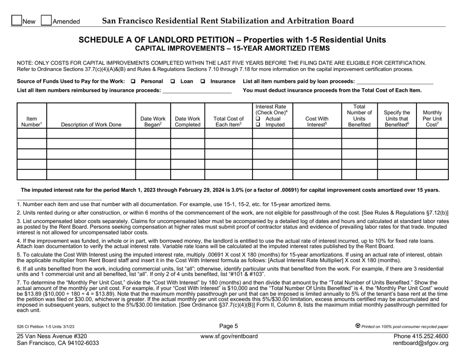 Form 526 Capital Improvement Petition: Properties With 1-5 Residential Units - City and County of San Francisco, California, Page 9