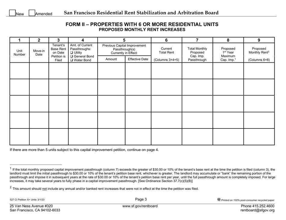 Form 527 Capital Improvement Petition for Properties With 6 or More Residential Units - City and County of San Francisco, California, Page 7