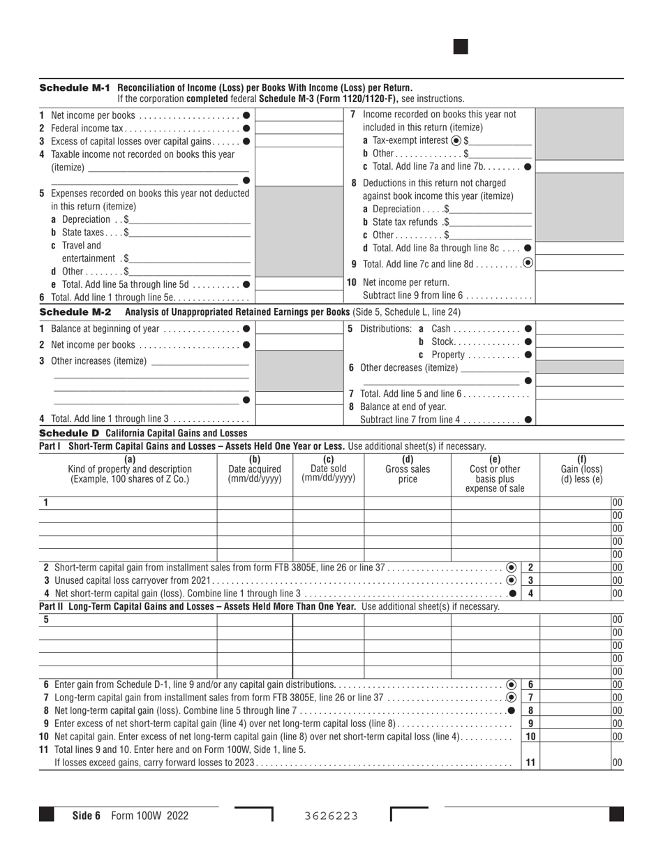 Form FTB100W California Corporation Franchise or Income Tax Return - Waters-Edge Filers - California, Page 6