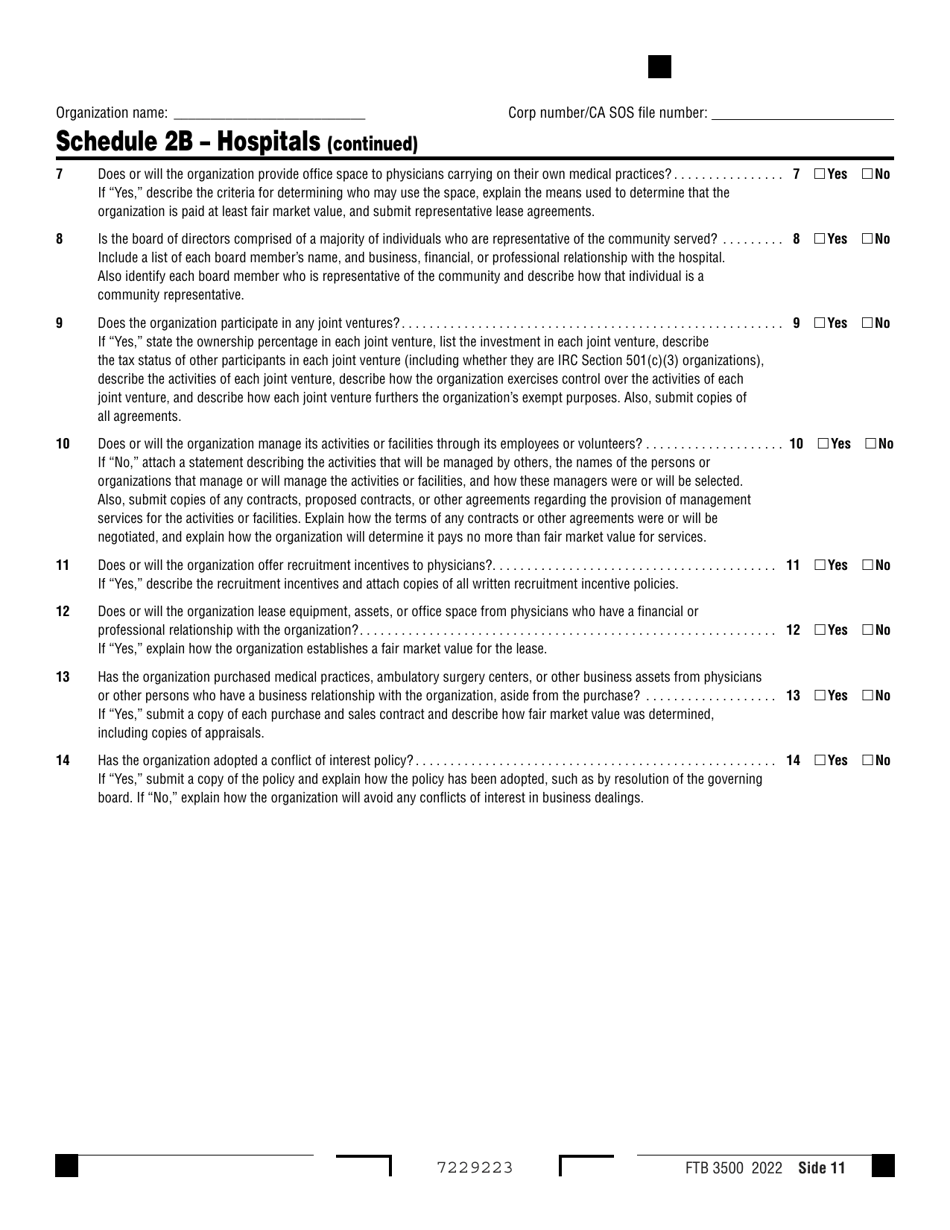 Form FTB3500 Exemption Application - California, Page 11