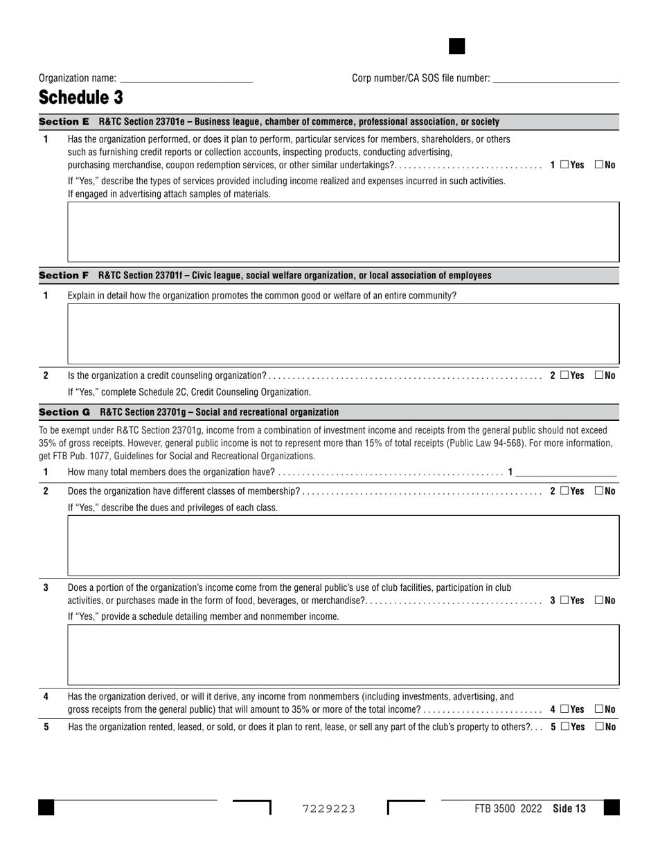 Form FTB3500 Exemption Application - California, Page 13